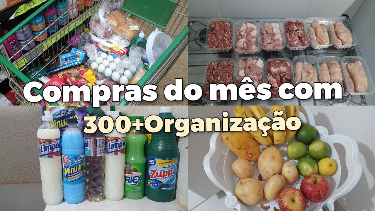 COMPRAS DO MÊS COM 300 REAIS PARA UM CASAL👫+ ORGANIZAÇÃO DAS COMPRAS 🛒🍎🍓