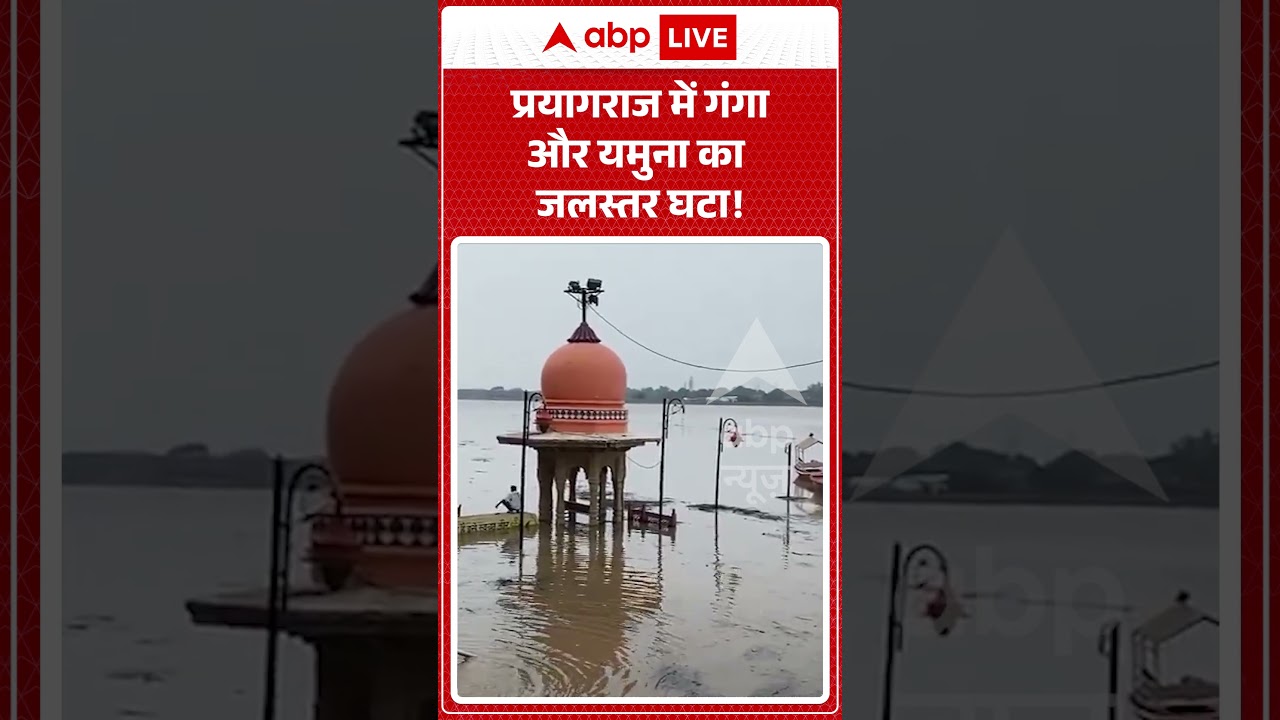 Viral Video : प्रयागराज में गंगा और यमुना का जलस्तर घटा ! | #viral #ytshorts #flood