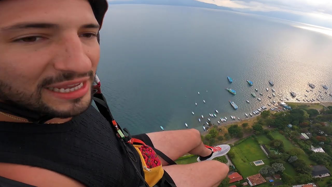 Paragliding Over the Famous Lake Atitlan view in Panajachel #guatamala #fly #lago #bellavista