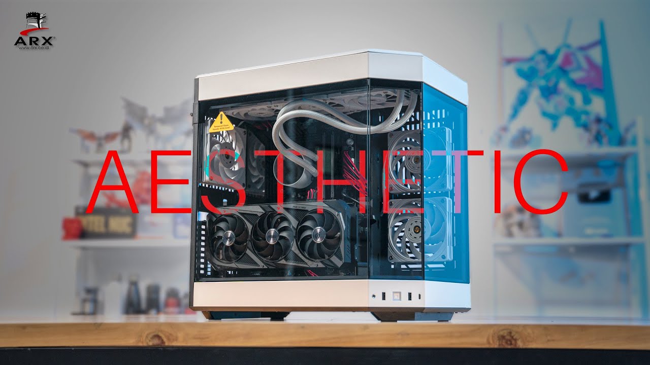 Rak PC Hitam Putih Elegan | Dilengkapi Hyte Y60