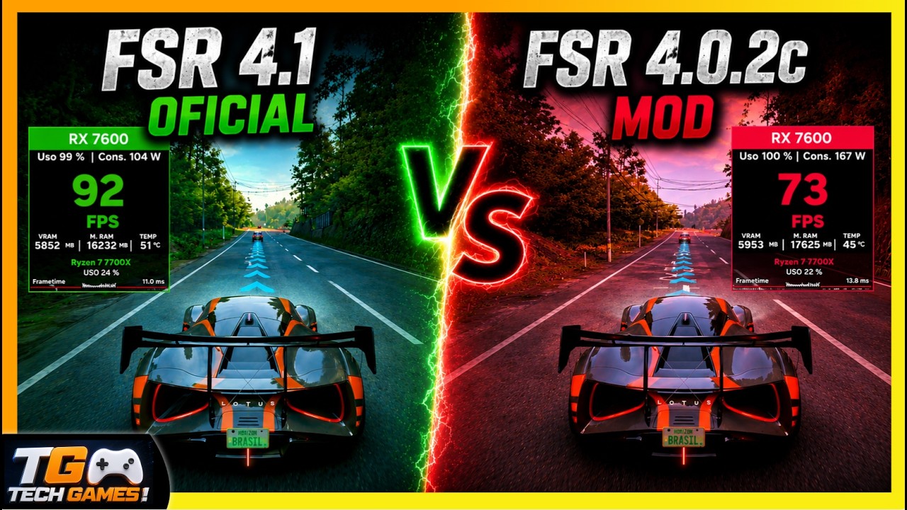 🔥 FSR 4.1 OFICIAL vs FSR 4.0.2c via MOD! FPS e QUALIDADE de IMAGEM &mdash; Qual Est&aacute; Melhor?