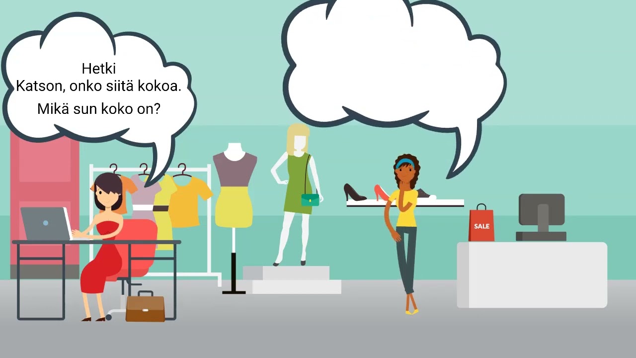 LEARN FINNISH: Vaatekaupassa - shopping for clothes