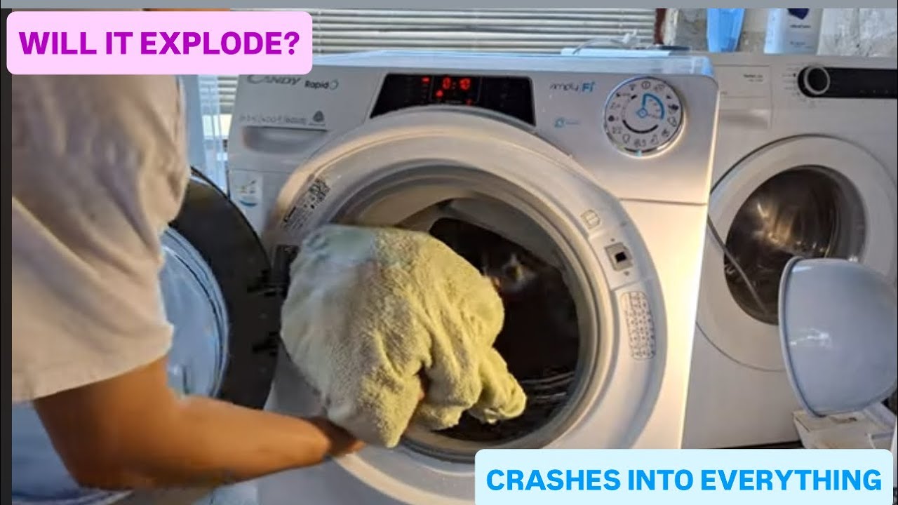 HEAVY WET TOWELS VS CANDY RAPIDO WASHER DRYER - FULL SPIN CYCLE - STRESS TEST / EXPERIMENT #9
