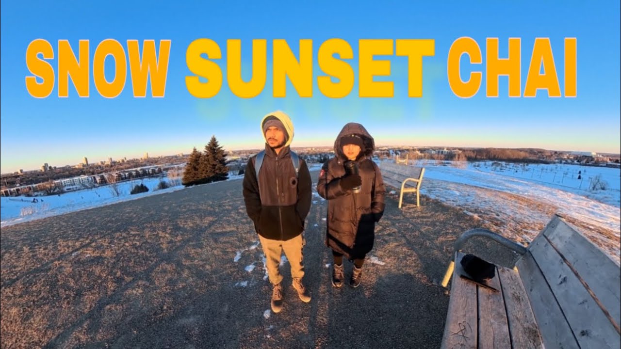 Perfect Winter Moment: Snow, Sunset & Chai 🌅☕❄️#youtube #vlog#hindi#like #hindivlog #sunset 
