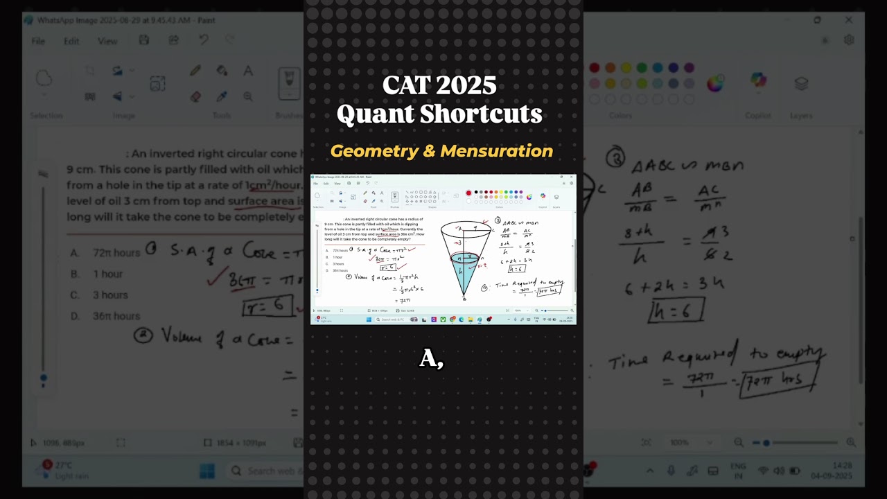 CAT 2025 Quants Tricks | Geometry & Mensuration Solved in 2 Mins🔥 #mbaprep #catpreparation #quants