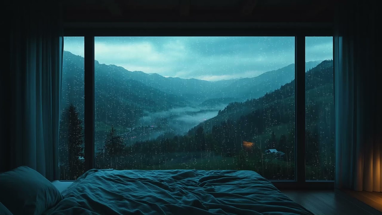 Tranquil Blue Hour Rain 🌧️ Cozy Backyard Rain Sounds for Stress Relief & Sleep