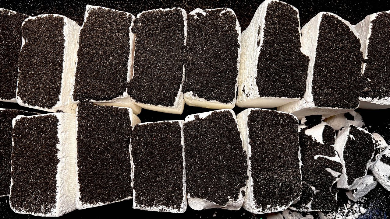 Unpolished Jumbo Chalk with Black Powder + Jumbo Scoop Sifting + Satisfying Pebbles Crush 🤩