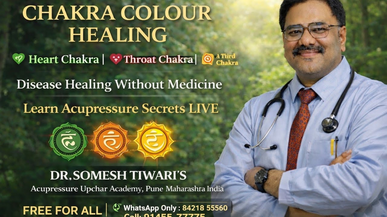 Chakra Colour Healing LIVE | Heart, Throat, Third Eye Treatment With Acupressure | योगिक चक्र | TCM