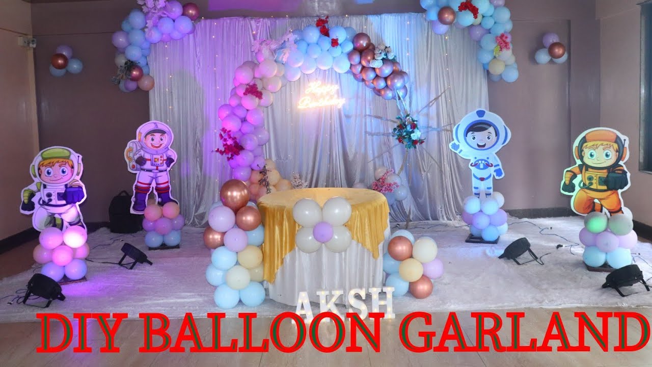 DIY BALLOON GARLAND | Easy balloon decoration tutorial | birthday party decor ideas | ( 🚀🌌 space )