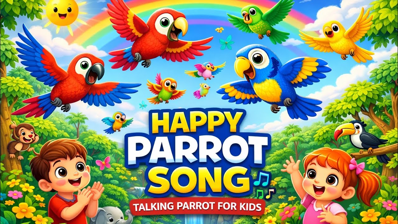 Parrots Song for Kids 🦜 | Happy Parrots Adventure | Cute Cartoon Birds Nursery Rhyme