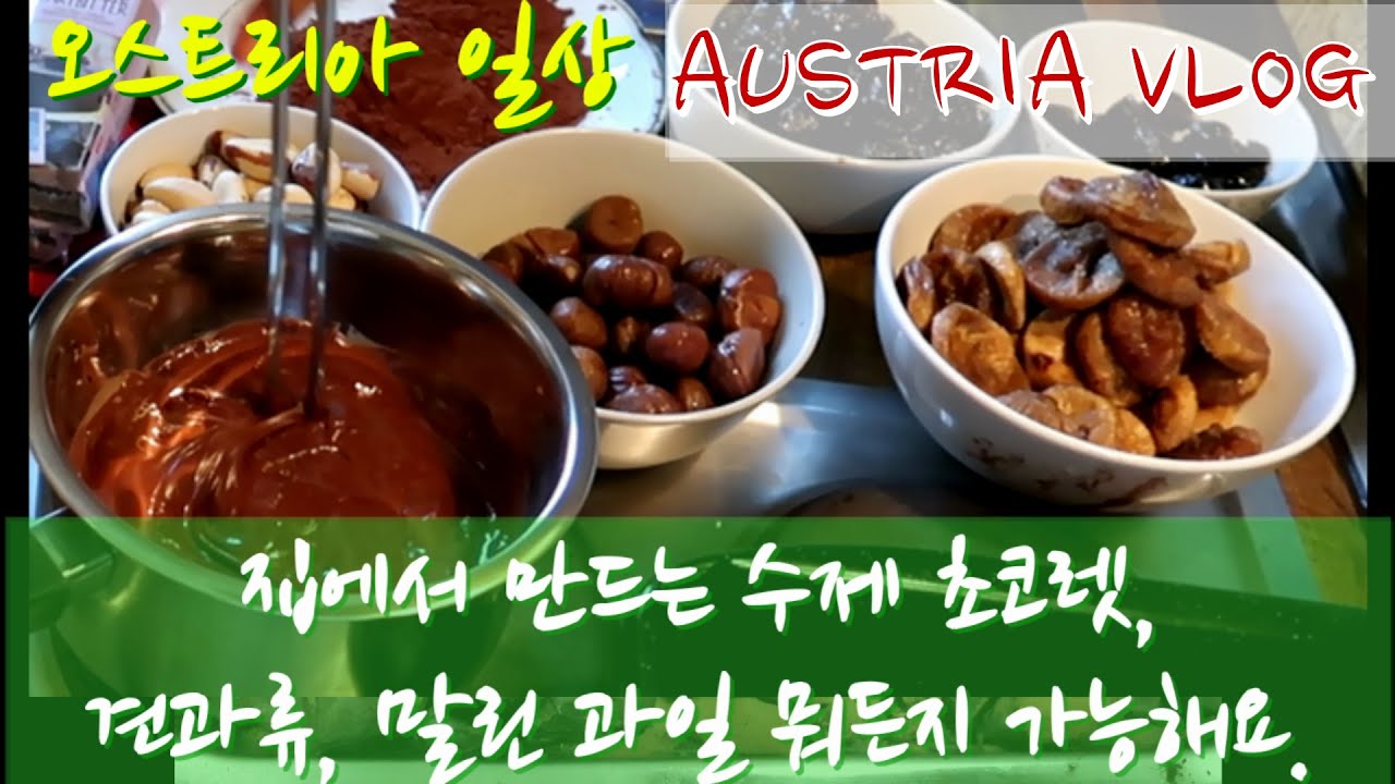 [오스트리아일상][Austria Vlog] 집에서 만드는 선물용 수제 초콜릿/ 견과류, 말린 과일 뭐든지 가능해요. how to make chocolate covered Nuts