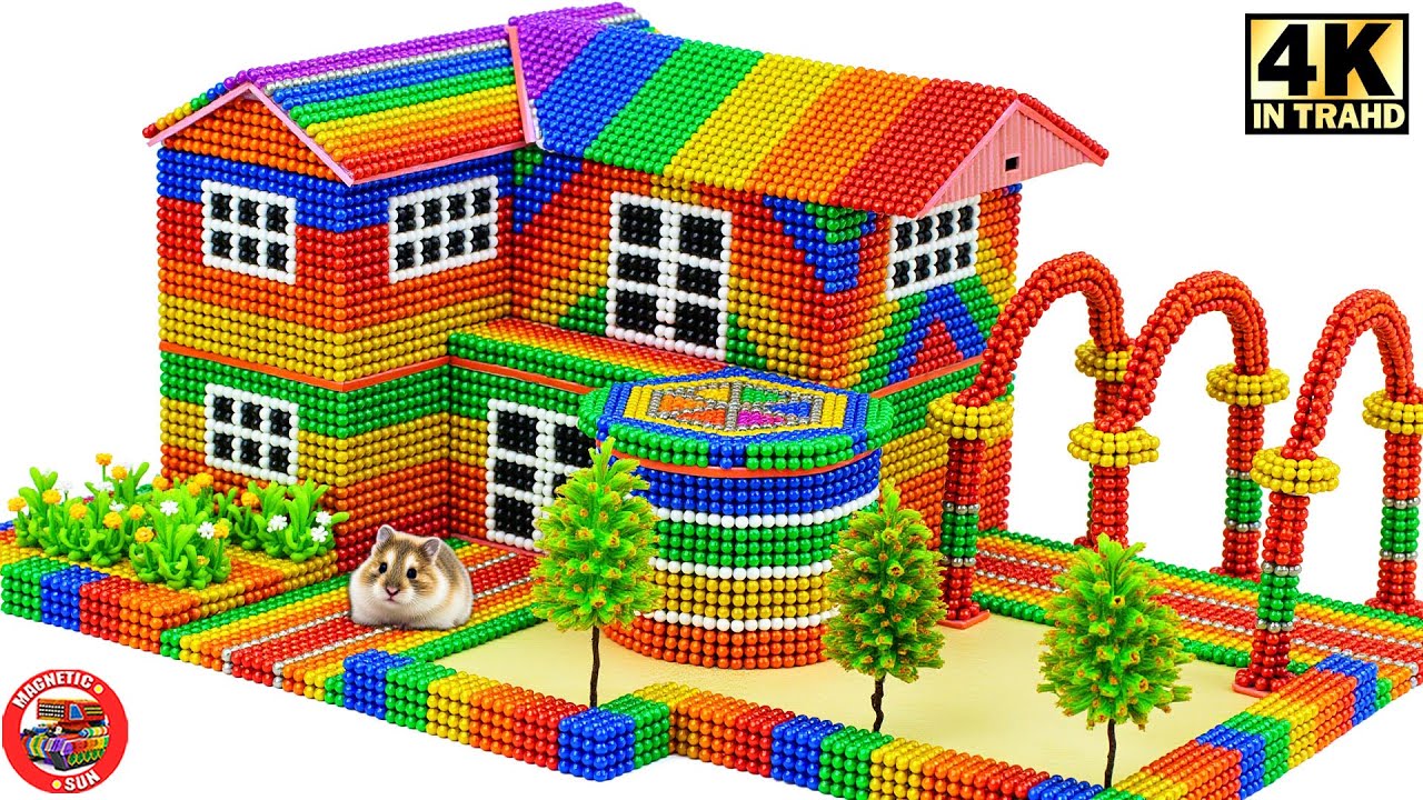 🔴 Build a 2-story house with an archway for your HAMSTER using beautiful magnetic marbles #156