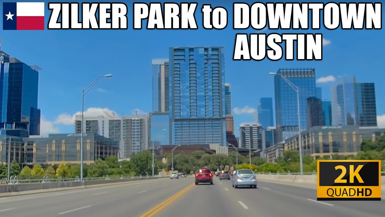 2K HD Texas drive: Zilker Park to downtown Austin