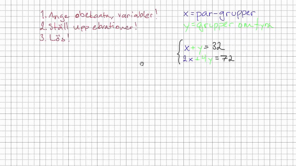 Matematik 2b: Ekvationssystem - tillämpningar