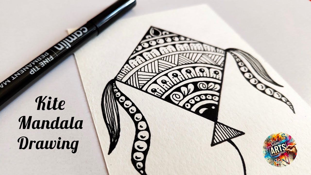 How to draw Kite 🪁| Kite Mandala Drawing Makar Sankranti Special | Makar Sankranti Festival Drawing