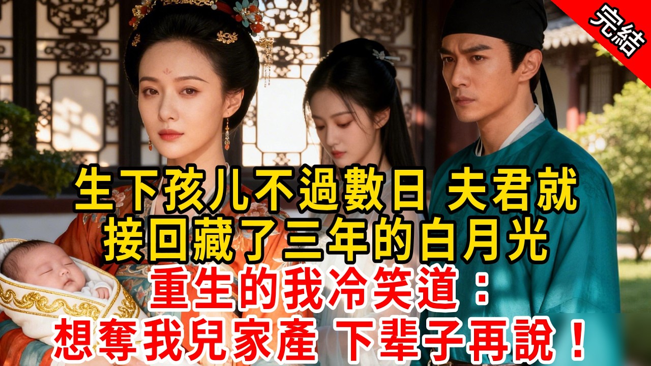 生下孩儿不過數日 夫君就接回藏了三年的白月光；重生的我冷笑道：想奪我兒家產 下辈子再說！#原创 #古言 #小说 #重生 #爽文