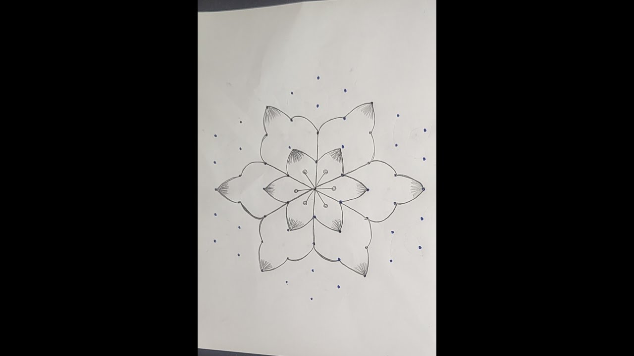 Diwali Flower Rangoli,🌺 9x5 Dots kolam 🌺 Festival Flower muggulu