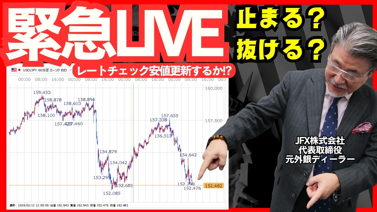 【緊急LIVE】2/12 12：20～　レートチェック安値を抜けるのか？