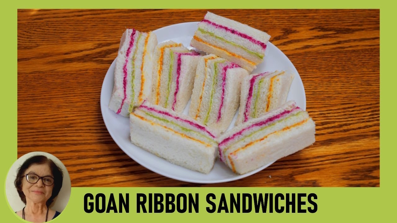 Easy Ribbon Sandwiches Recipe / Goan Sandwiches Recipe / Quick Rainbow Sandwich