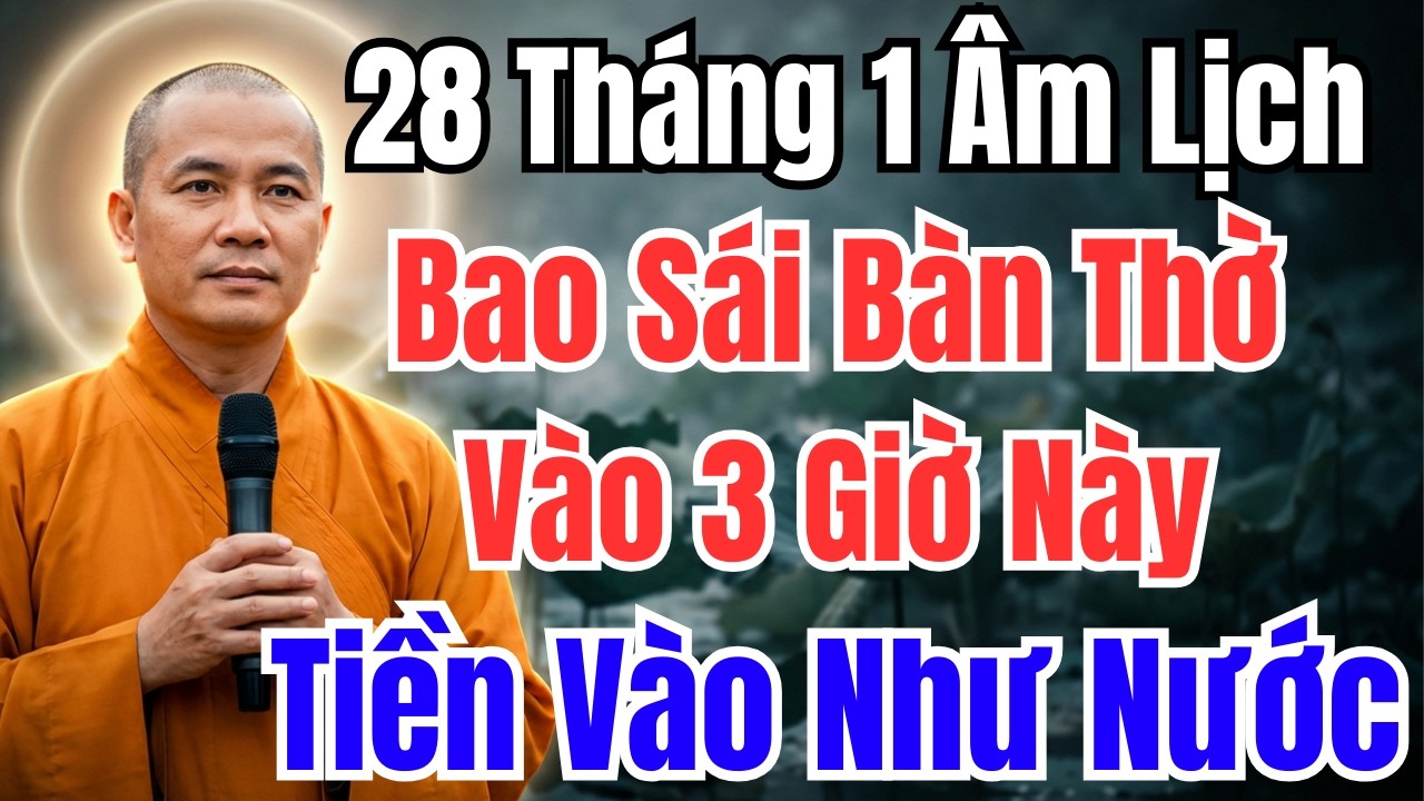 28 THÁNG 1 ÂM LỊCH : BAO SÁI BÀN THỜ ĐÚNG 3 GIỜ NÀY, TIỀN BẠC VÀO NHÀ ÀO ÀO