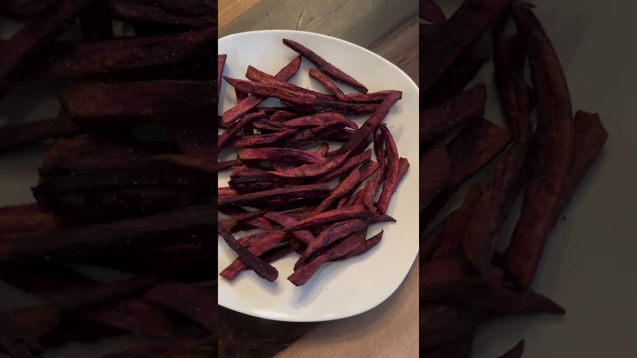 PURPLE Sweet Potato Fries!🍟💜 YES they exist and they&rsquo;re SO good!😋🍠 Healthy, Easy, Kid-Approved!