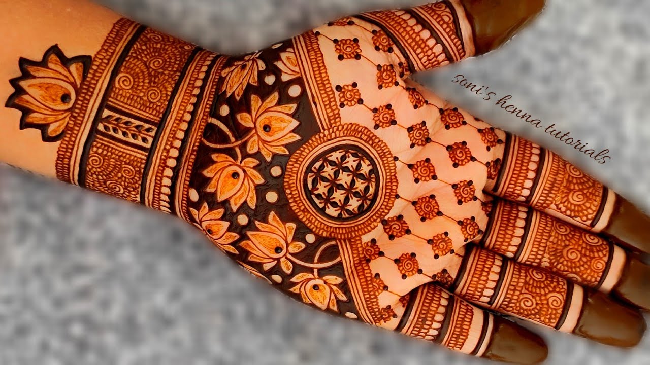 Beautiful circle and lotus mehndi design |Trending engagement henna mehndi design |New mehndi design