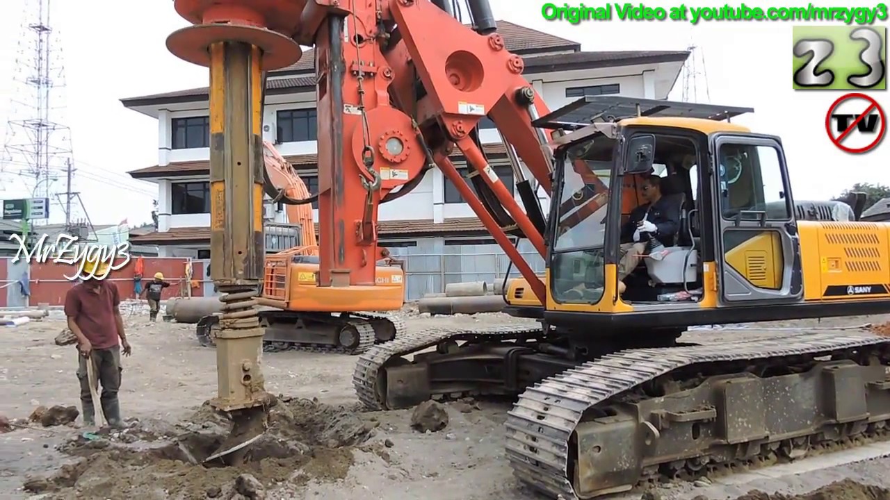 Deep Foundation Drilling By Sany SR150C And Hitachi Zaxis Excavator