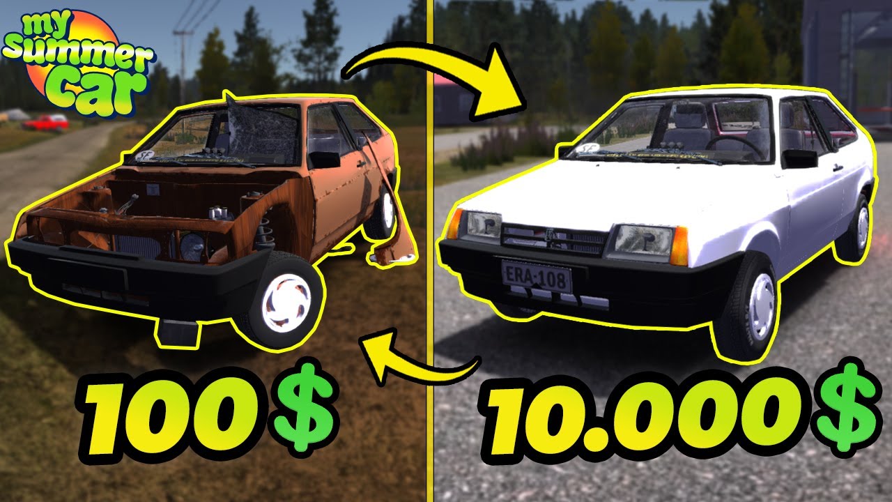 $100 LADA 2108 after ACCIDENT! Restoring and fun! | My Summer Car #100