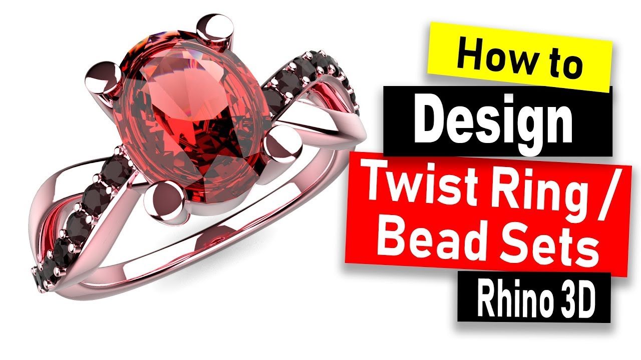 Twist Engagement Ring Design With Bead Set In Rhino 6: Jewelry CAD Design Tutorial #74