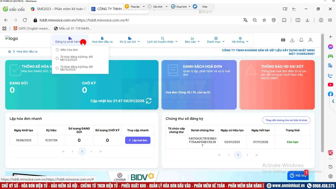 [#MInvoice] Chuyển đổi Ký Hiệu/Mẫu Hóa Đơn sang năm 2026 (1C26T.. 2C26M..) phần mềm HDDT M-INVOICE