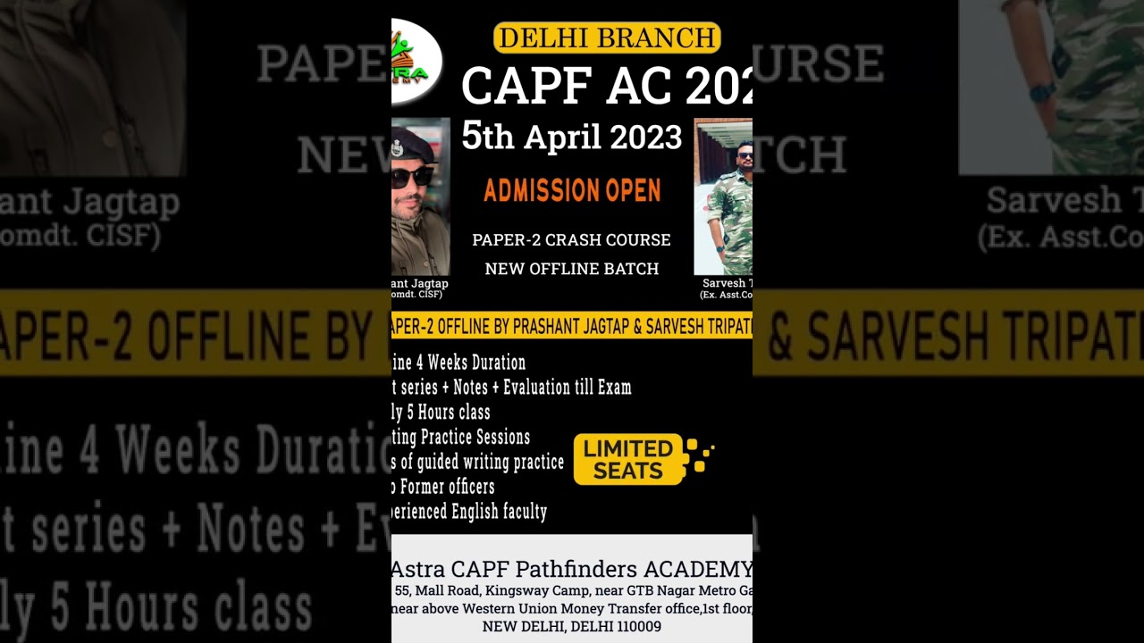CAPF AC Paper 2 offline @Delhi by Jagtap Sir