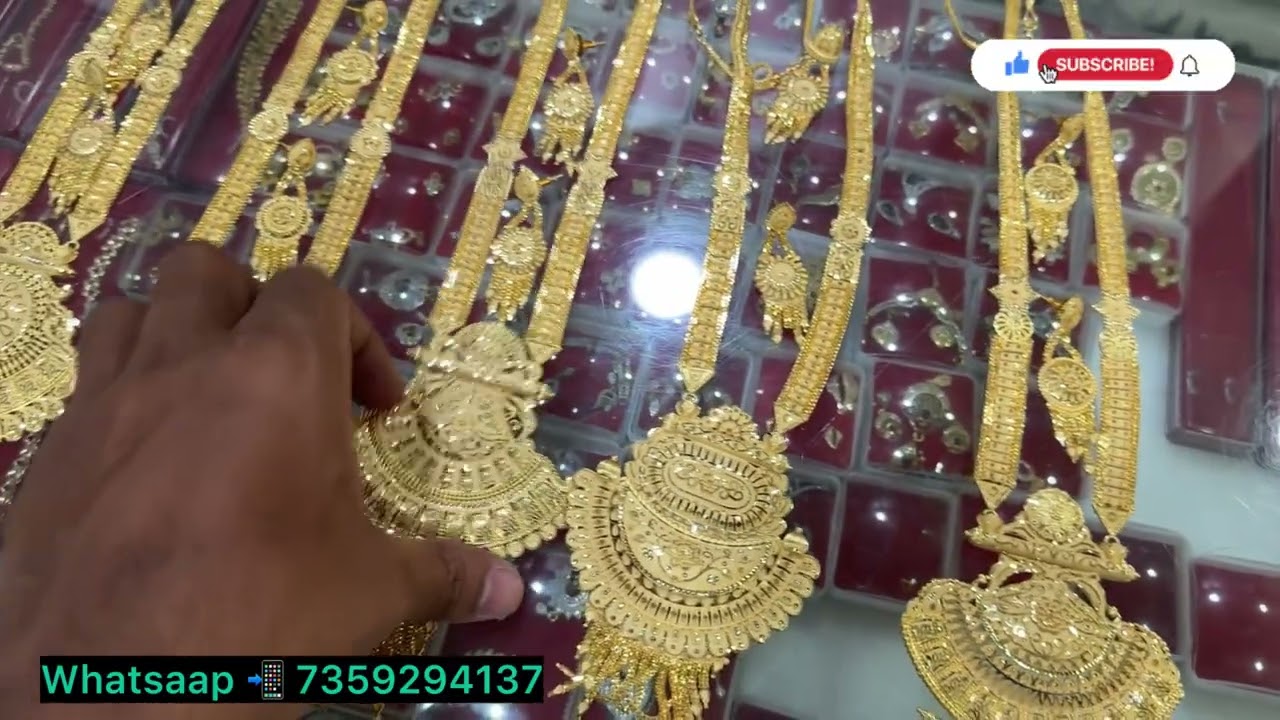 Designer Plain One Gram Gold Polish Broad Long Bridal Long Set 