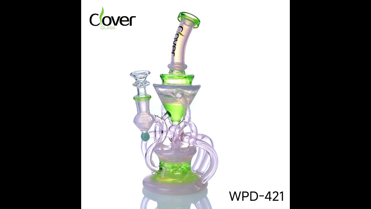 WPD-421 14mm Female Multi-Loop Recycler with 5mm Thick Glass &ndash; 9.45-Inch Artistic Design