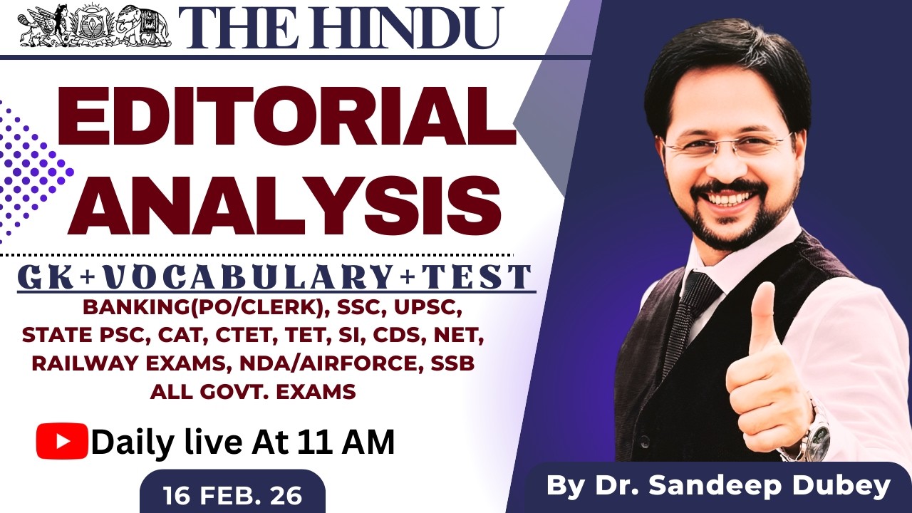 16  feb Editorial |The Hindu Explained in Hindi | Dr. English Exam Guru | vocabulary | GK