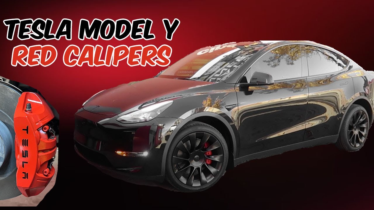 Tesla Model Y - Red Calipers + Decal