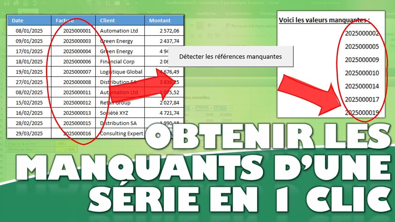 Comment trouver les nombres manquants dans une série Excel ?