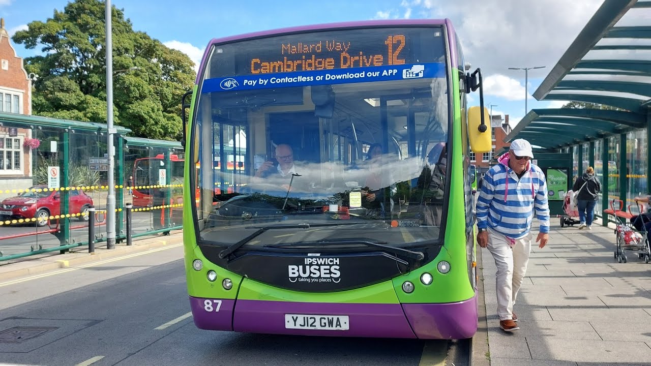 Full Thrash - Ipswich Buses 087 Optare Tempo SR working the 12