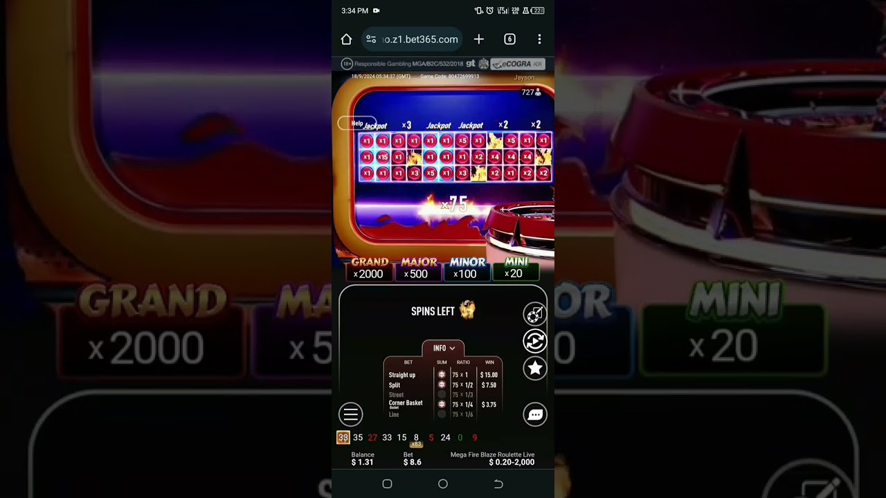 Mega Fire Blaze Roulette x500 #bet365 casino 🔥🔥😍