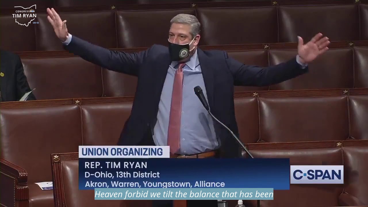 Rep. Tim Ryan Gives Impassioned Floor Speech For Unions