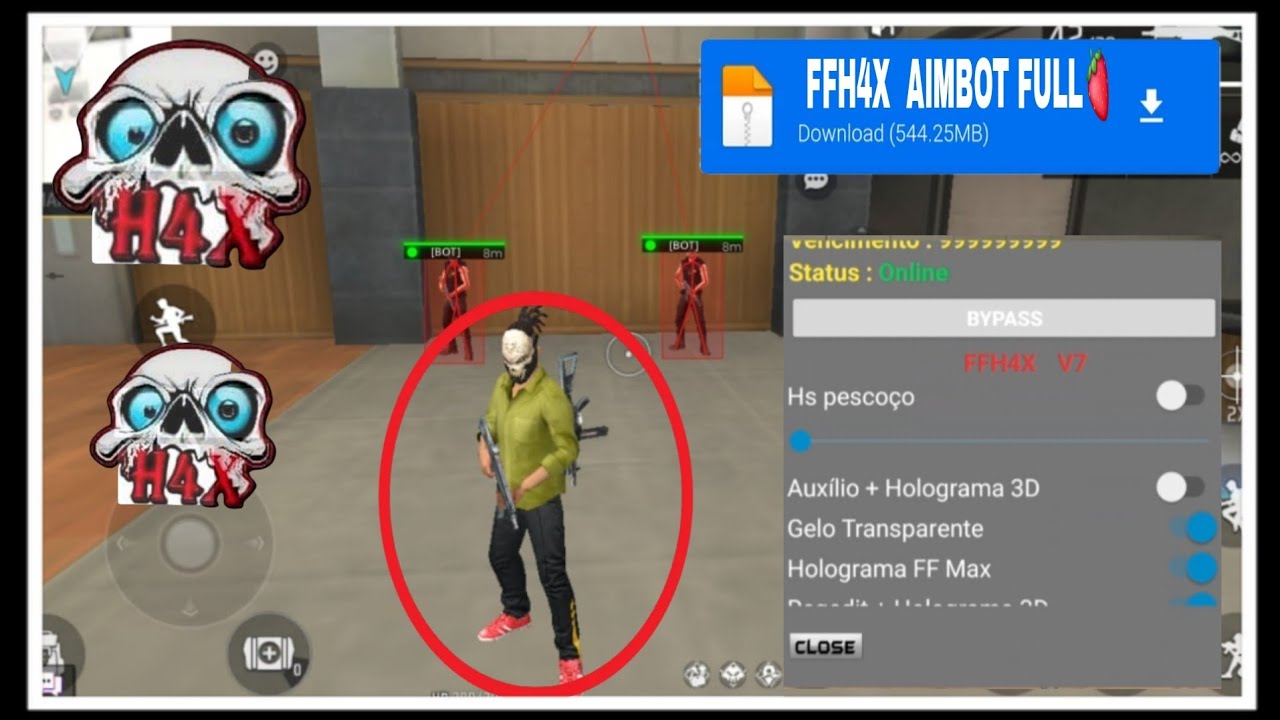 MOD MENU ATUALIZADO PARA FREE FIRE FFH4X
