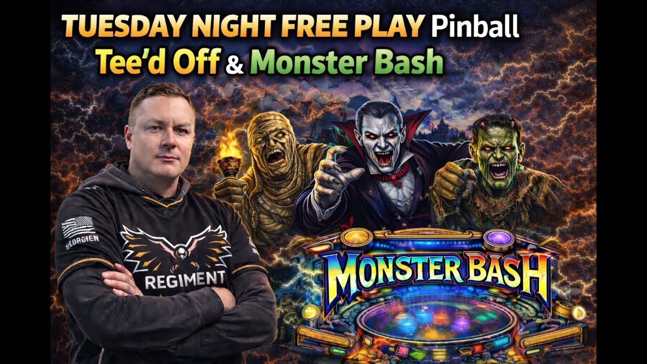 👉 🎱 Tuesday Night FREE PLAY Pinball | Tee’d Off • Monster Bash