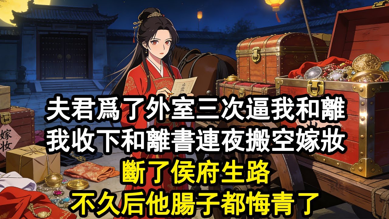 【古言故事】夫君為了外室三次逼我和離，我收下和離書連夜搬空嫁妝！斷了侯府生路，不久後他腸子都悔青了.#小說 #重生 #古言