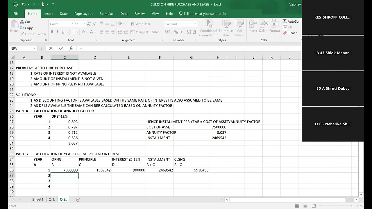 HIRE PURCHASE OR LEASE SUMS