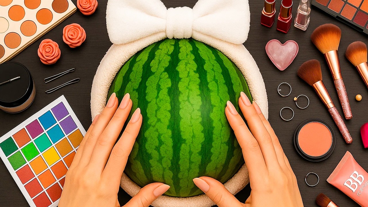 ASMR Makeup on Watermelon 🍉 (No Talking)