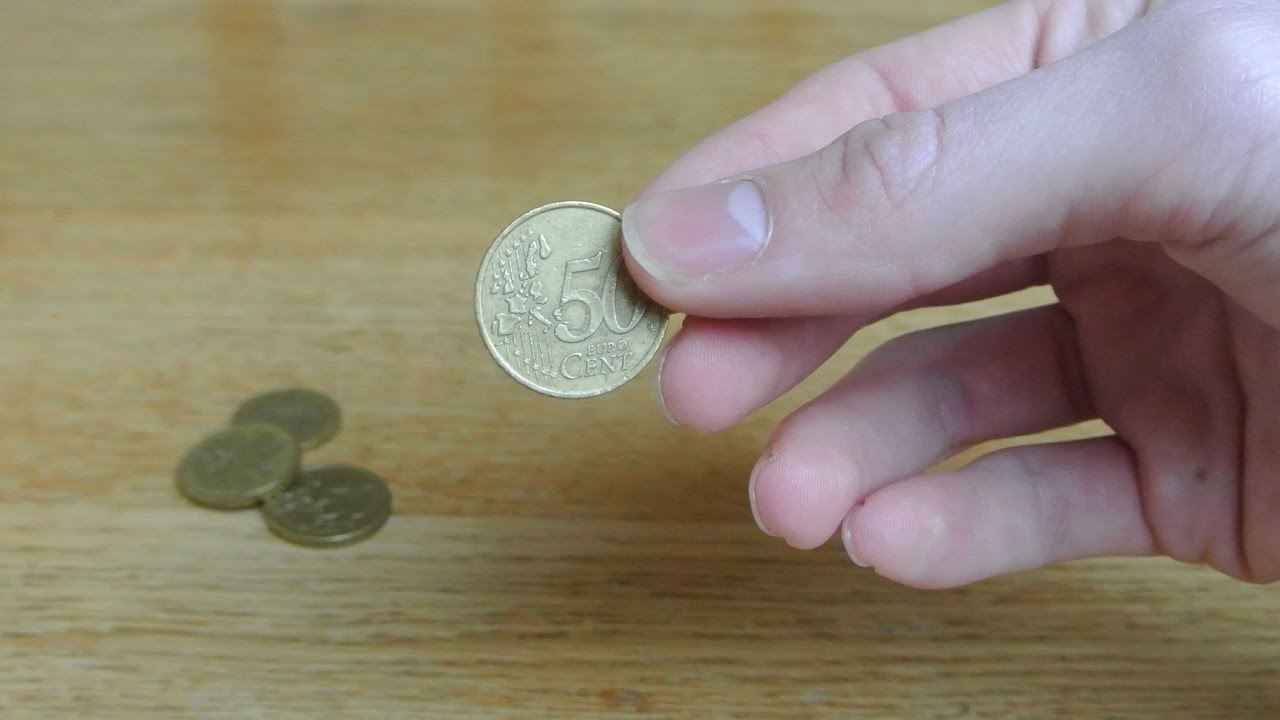 Dropping coin on a wood table stereo sound effect HQ 96kHz