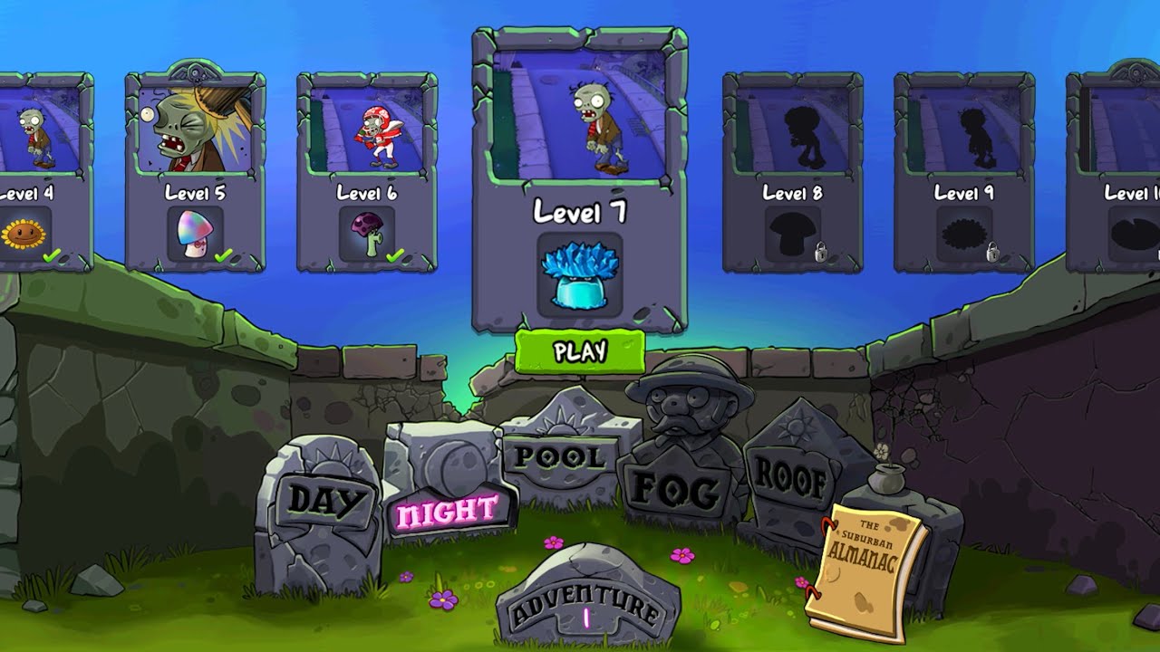 Plants vs Zombies level 7 (night)