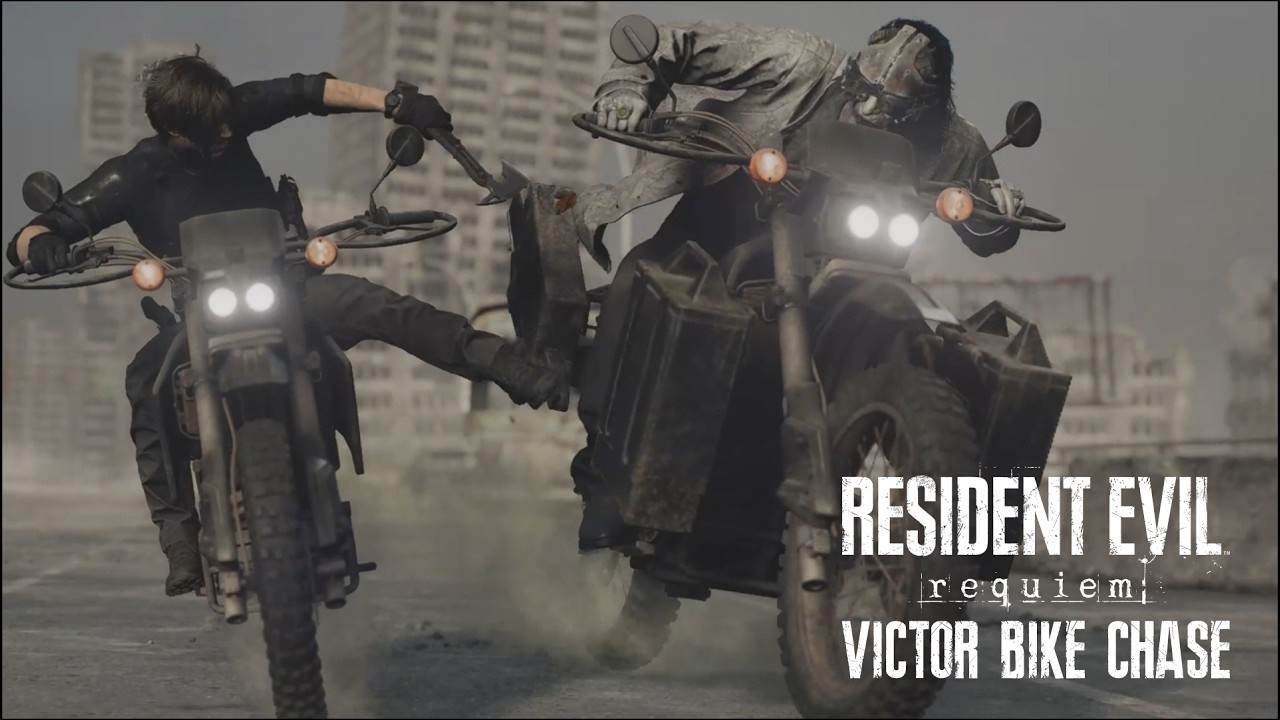 Resident Evil 9 Requiem - Leon vs Victor Epic Bike Chase Boss Fight (4K 60FPS)