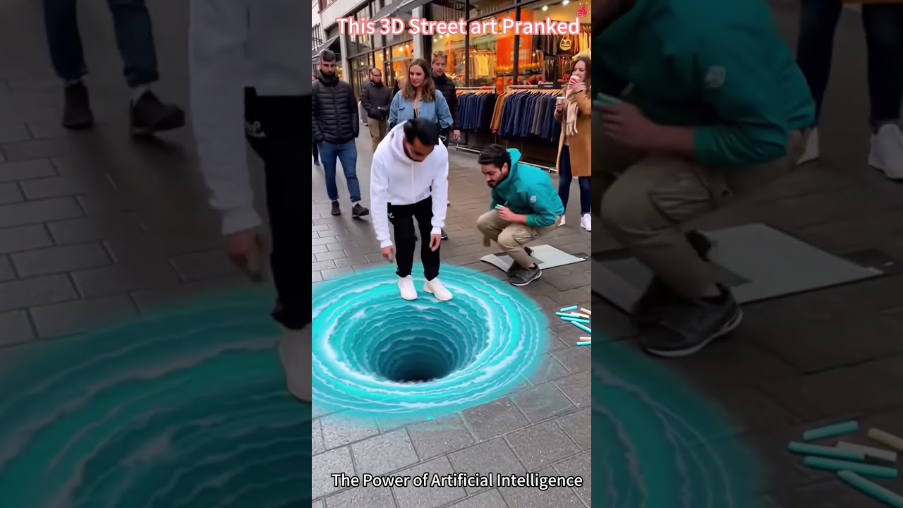 This 3D street art pranked EVERYONE#streetart #opticalillusion #artprank #public #mindblown#funny