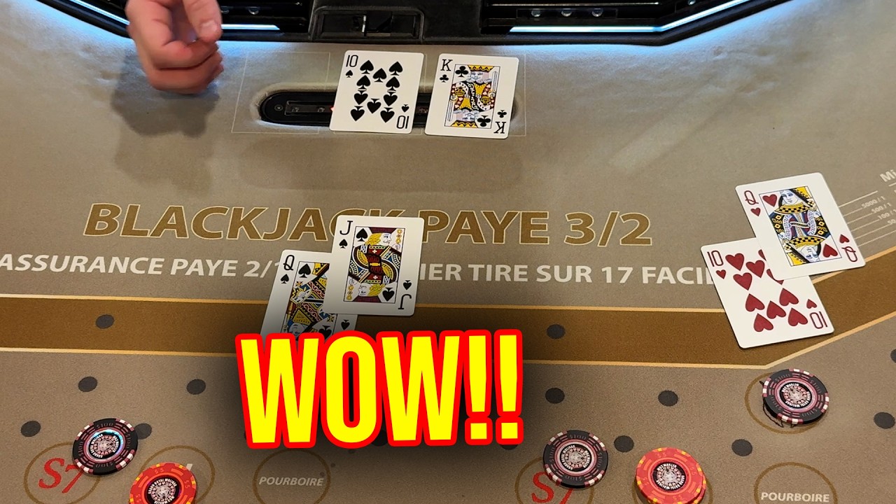TRIED PLAYING 2 HANDS ON BLACKJACK THEN THIS HAPPENED!! #blackjack #poker #casino