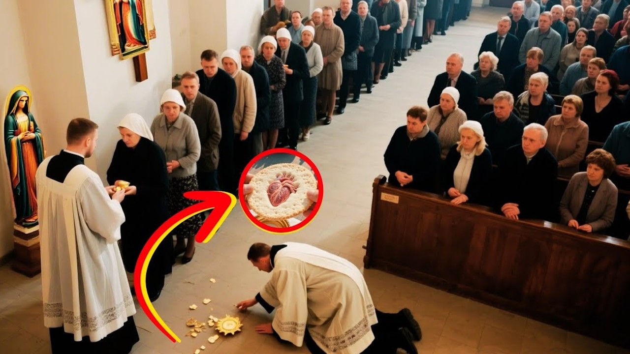 Pendant l'Eucharistie, un prêtre laisse tomber une hostie par terre et découvre quelque chose...
